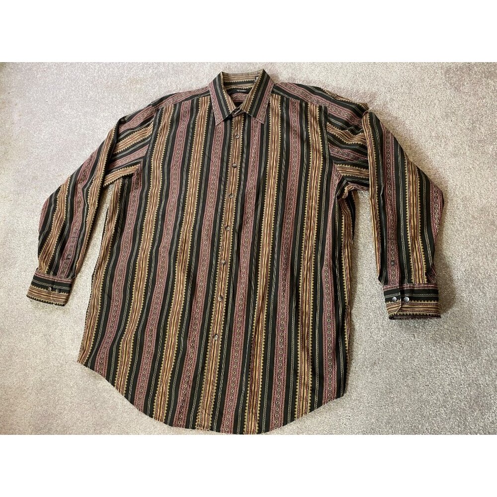 Mondo Di Marco Button-Up Shirt 100% Cotton Multi-Color Stripe Pattern 2XT